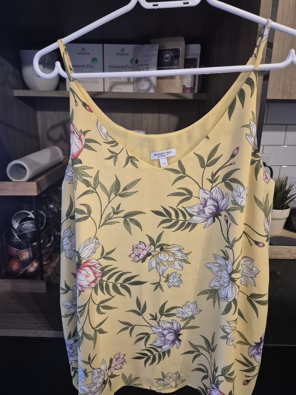 Essentials Floral Yellow V-Neck Camisole